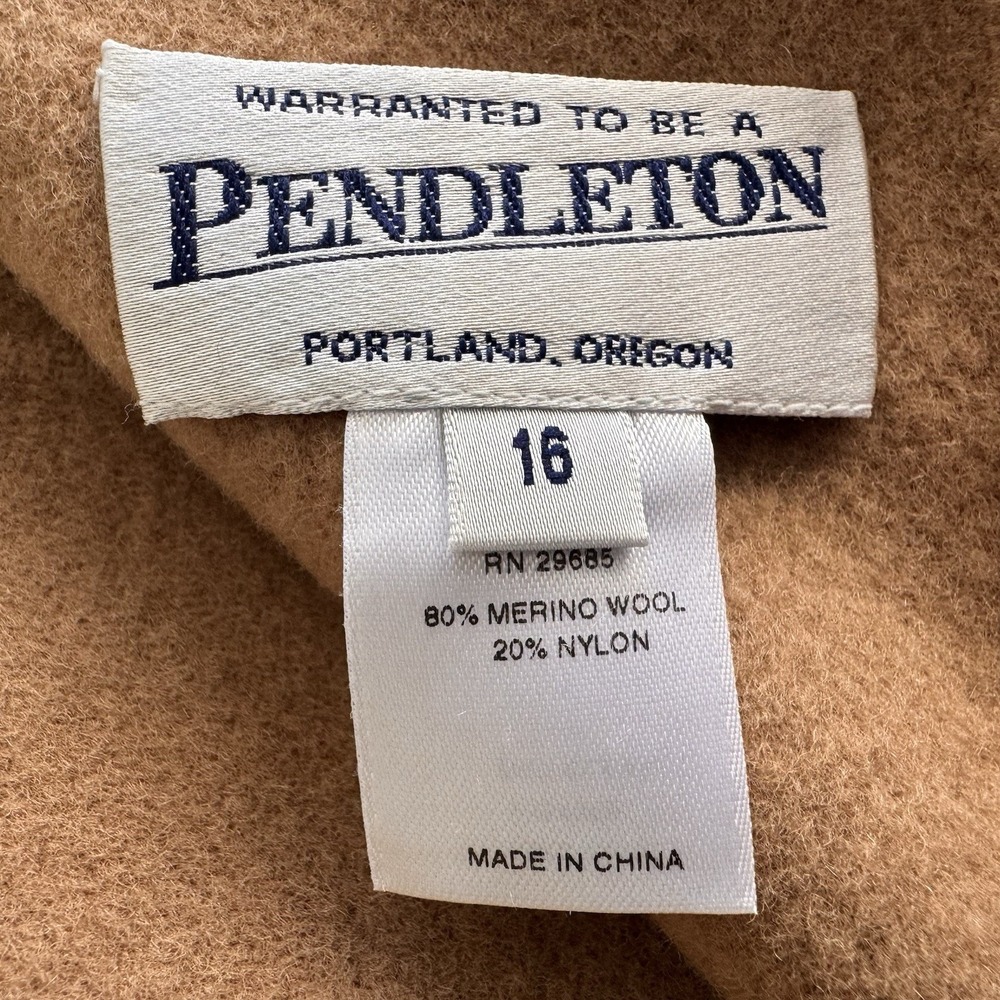 Vintage Pendleton Plaid & Camel Brown Reversible Skirt Size 16 Wool Preppy - Picture 6 of 7